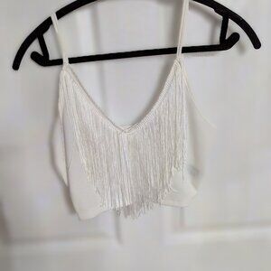 Shein White Fringe Crop Top